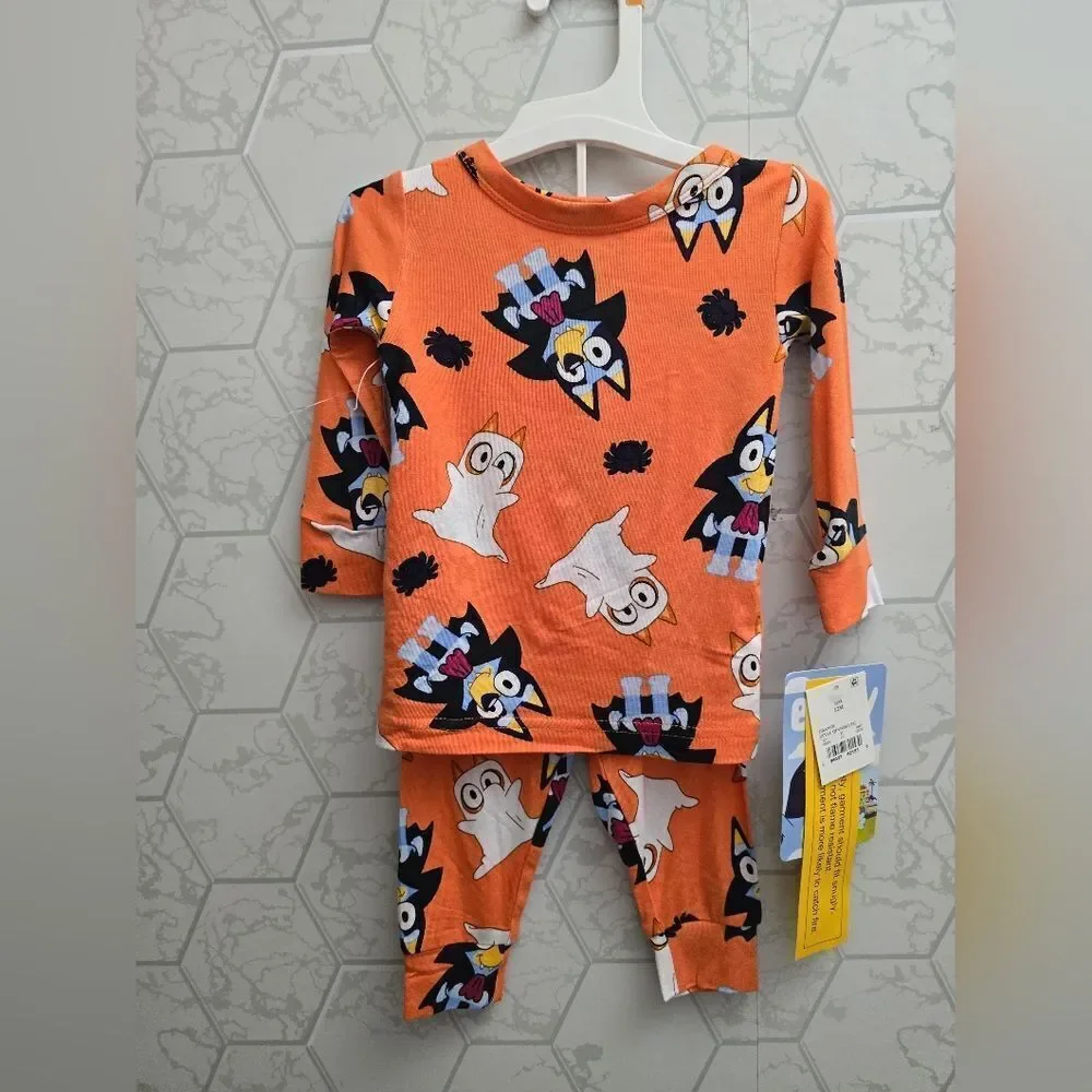 Nwt Unisex Girls And Boys Bluey Halloween Viscose Pajama Set, SIZE 12 months
